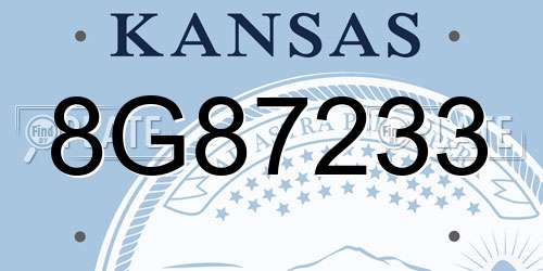 8G87233 Kansas License Plate