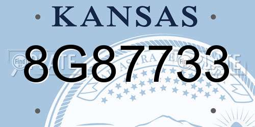 8G87733 Kansas License Plate