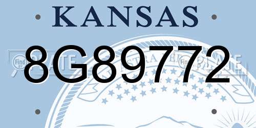 8G89772 Kansas License Plate