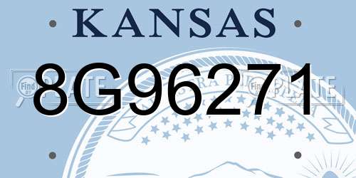 8G96271 Kansas License Plate