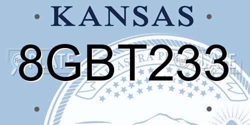 8GBT233 Kansas License Plate