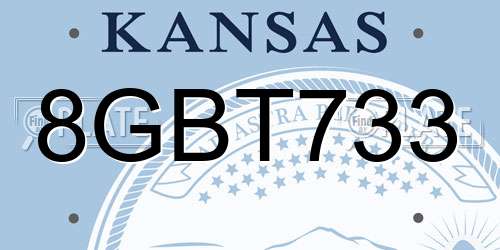 8GBT733 Kansas License Plate