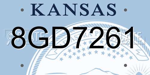 8GD7261 Kansas License Plate