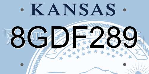 8GDF289 Kansas License Plate