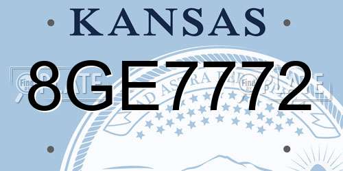 8GE7772 Kansas License Plate