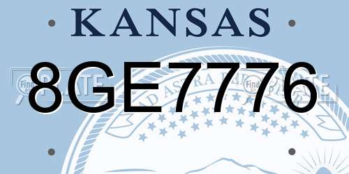 8GE7776 Kansas License Plate