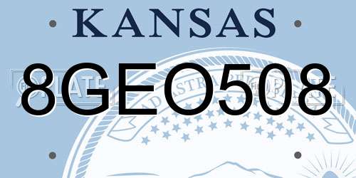8GEO508 Kansas License Plate