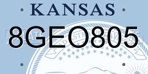 8GEO805 Kansas License Plate