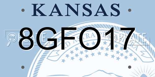 8GFO17 Kansas License Plate