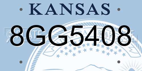 8GG5408 Kansas License Plate