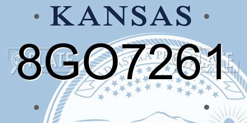 8GO7261 Kansas License Plate