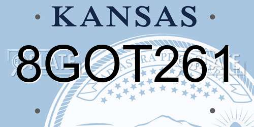 8GOT261 Kansas License Plate