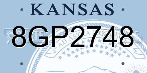8GP2748 Kansas License Plate