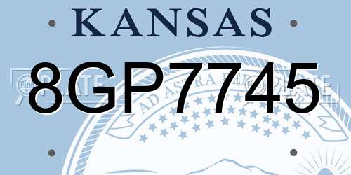 8GP7745 Kansas License Plate