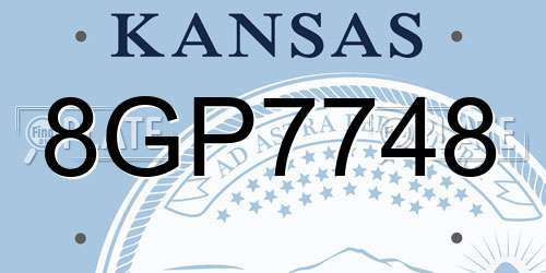8GP7748 Kansas License Plate