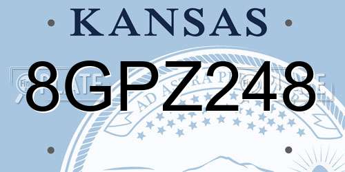8GPZ248 Kansas License Plate