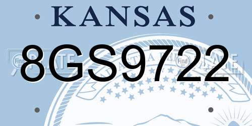 8GS9722 Kansas License Plate