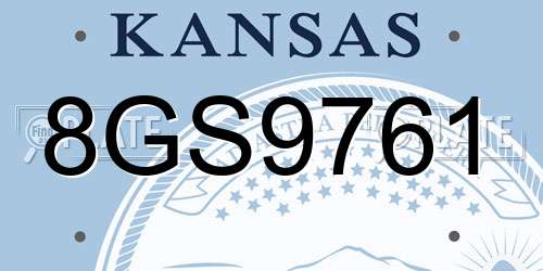 8GS9761 Kansas License Plate