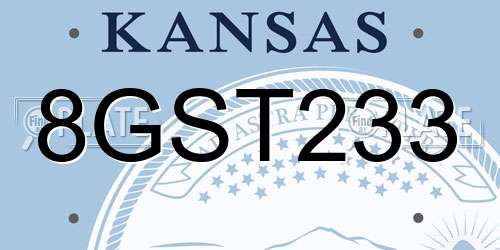 8GST233 Kansas License Plate