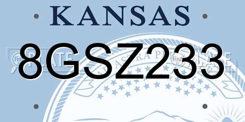 8GSZ233 Kansas License Plate