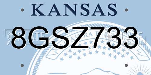 8GSZ733 Kansas License Plate