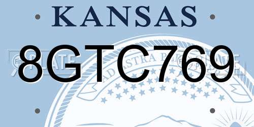 8GTC769 Kansas License Plate