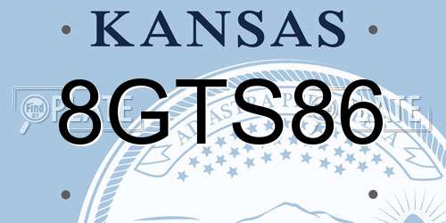 8GTS86 Kansas License Plate