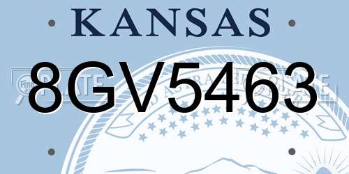 8GV5463 Kansas License Plate
