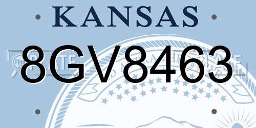 8GV8463 Kansas License Plate