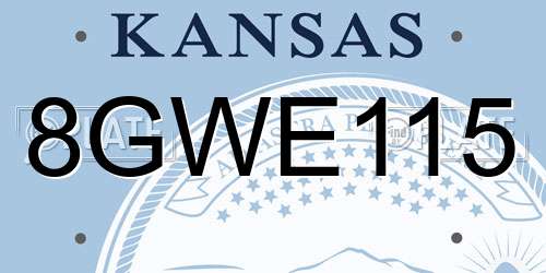 8GWE115 Kansas License Plate