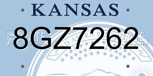 8GZ7262 Kansas License Plate