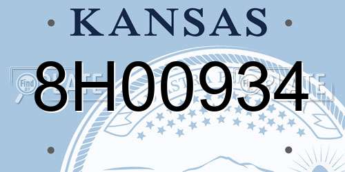 8H00934 Kansas License Plate