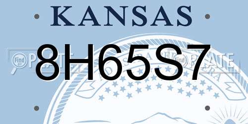 8H65S7 Kansas License Plate