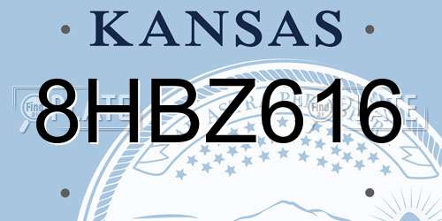 8HBZ616 Kansas License Plate