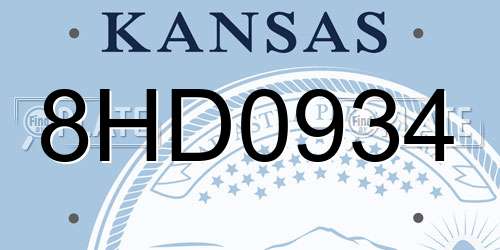 8HD0934 Kansas License Plate