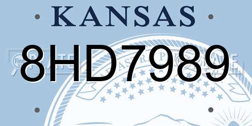 8HD7989 Kansas License Plate