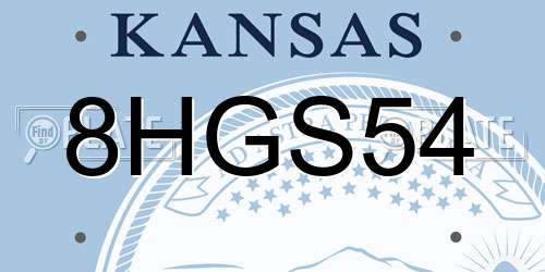 8HGS54 Kansas License Plate