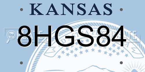 8HGS84 Kansas License Plate