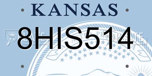 8HIS514 Kansas License Plate
