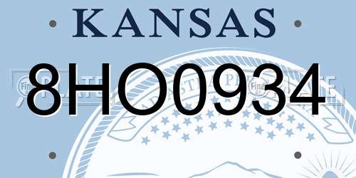 8HO0934 Kansas License Plate