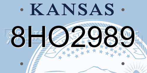 8HO2989 Kansas License Plate