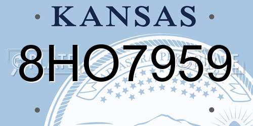 8HO7959 Kansas License Plate