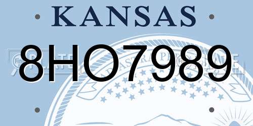 8HO7989 Kansas License Plate