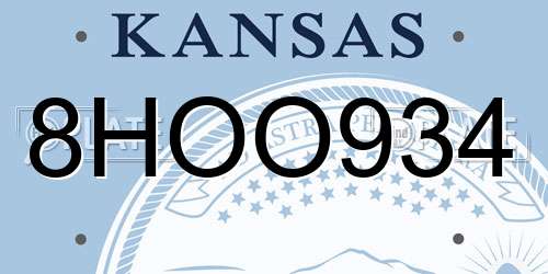 8HOO934 Kansas License Plate