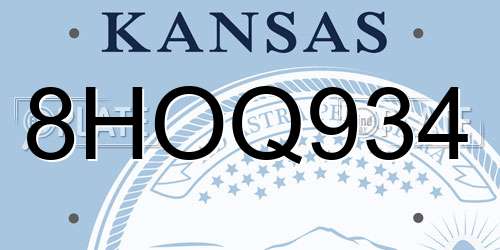 8HOQ934 Kansas License Plate