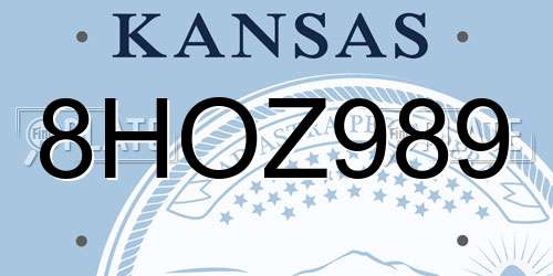 8HOZ989 Kansas License Plate