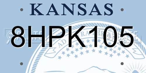 8HPK105 Kansas License Plate