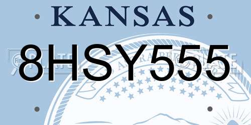 8HSY555 Kansas License Plate