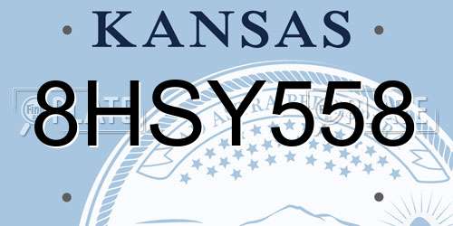 8HSY558 Kansas License Plate