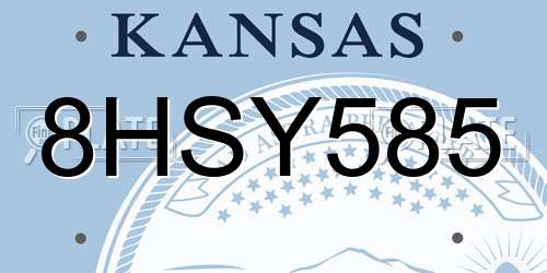 8HSY585 Kansas License Plate